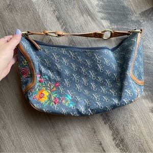 xoxo all over print shoulder purse with embroidered flowers y2k 00s